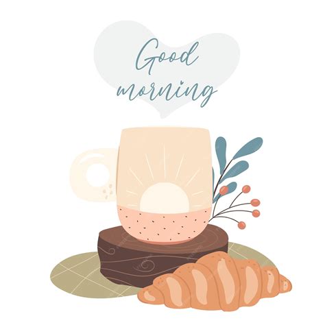 Premium Vector | Good morning Coffee and croissants Cozy autumn days