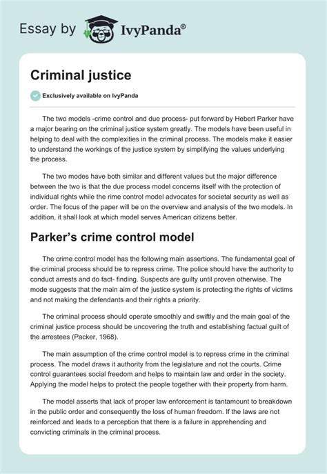 Criminal Justice 2521 Words Essay Example