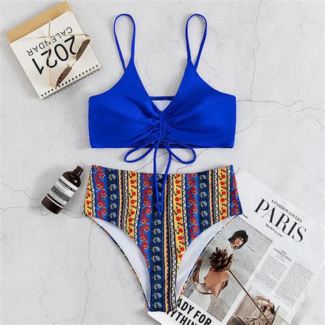 COOBBU de cintura alta Bikinis Set Print mujer baño traje Sexy Bikini traje de baño traje Floral