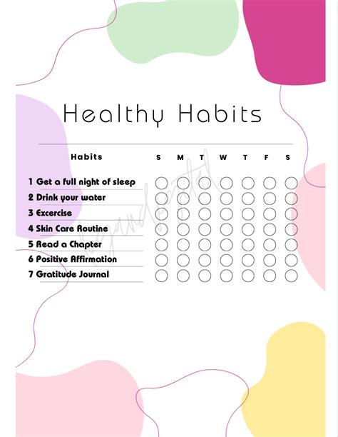 healthy habits tracker daily habits chart daily challenge list