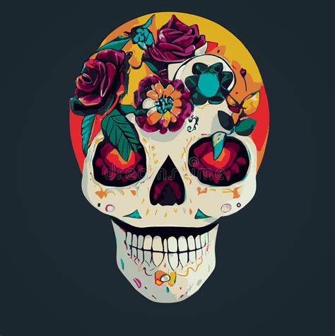 A Colourful Traditional Calavera, Sugar Skull Decorated with Flowers ...