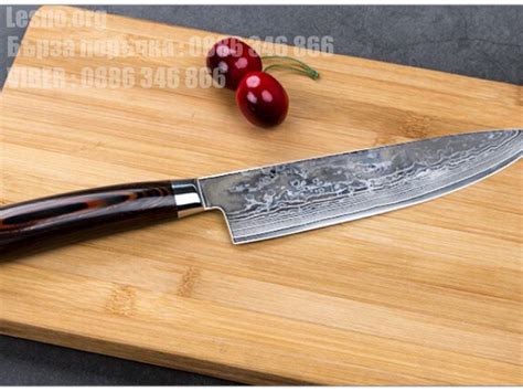 Кухненски нож професионален от японска дамаскова стомана Japanese Chef ...