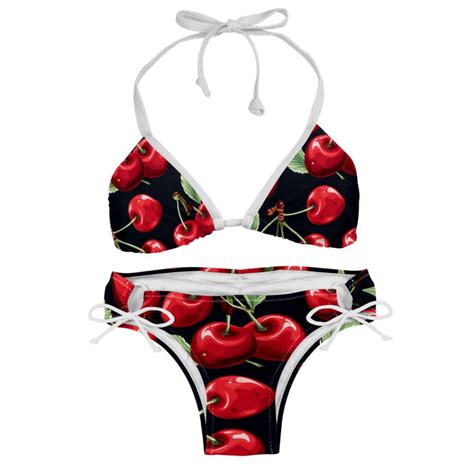 Cherry Detachable Sponge Adjustable Strap Bikini Set Two Pack Swimsuits For All Occasions