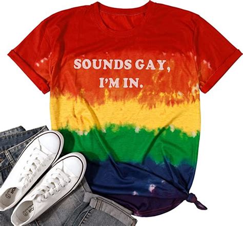 Gay Pride Shirt Women Rainbow Lgbtq Tie Dye Tees Funny Sounds Gay Im In Shirts Summer Bisexual