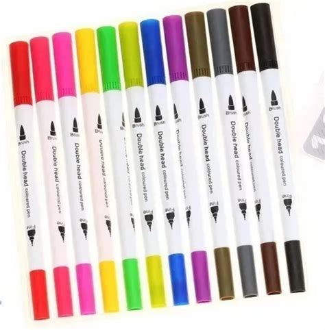 Kit 12 Brush Caneta Pen Duas Pontas Dupla Pincel Fineliner MercadoLivre