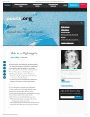 Ode To A Nightingale By John Keats Poems Academy Of American Poets