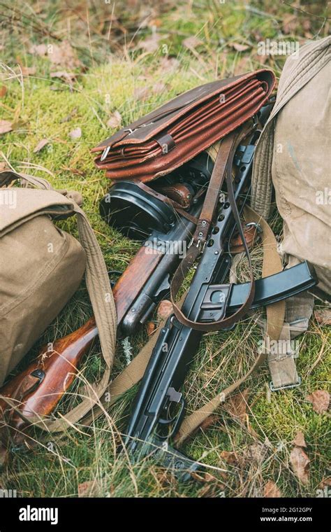 Old Soviet Russian Red Army Submachine Gun Pps 43 Of World War Ii Lying