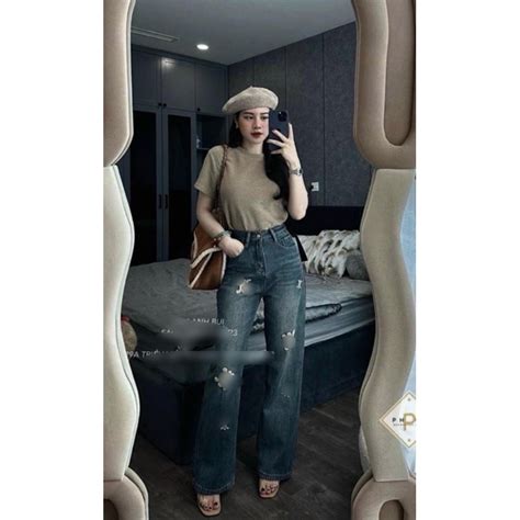 QUẦN JEAN SUÔNG CHỮ X TRẮNG TO HOT HIT Shopee Việt Nam