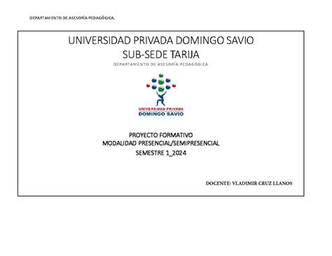 Planificacion Proyecto Formativo Linguistica Universidad Privada