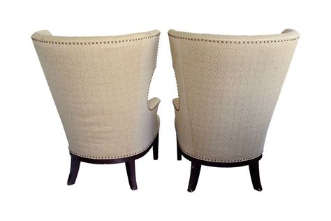 Pair Of Classic Upholstered Wingback Chairs With Nailhead Trim At Stdibs