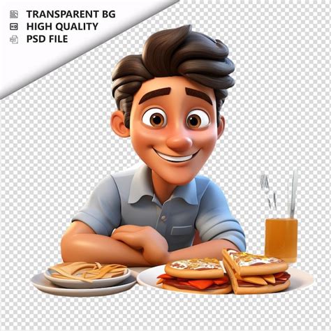 Pessoa Latina Comendo D Estilo De Desenho Animado Fundo Branco Iso Psd Premium