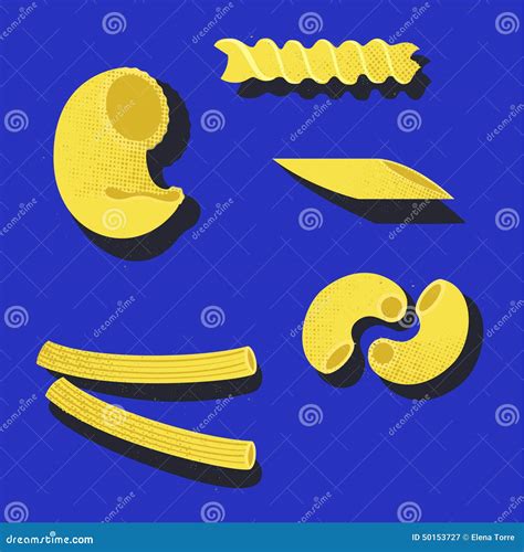 Italian Pasta, Shapes And Names Set Cartoon Vector | CartoonDealer.com