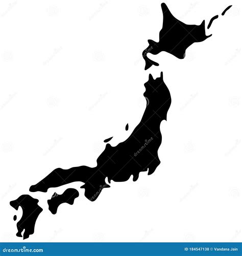 Japan Map Of Japan Vector Silhouette Stock Illustration