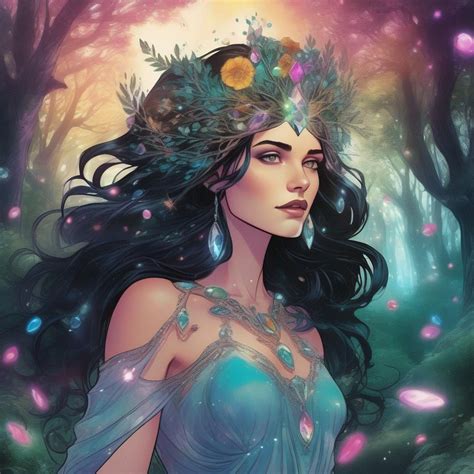 A Colourful Beautiful Brunette Persephone In A Be