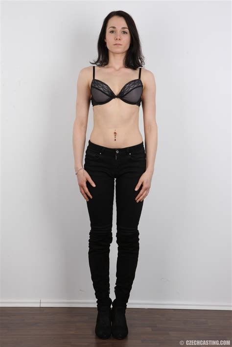 Dark Haired Girl Kristyna Stands Straight And Naked During Her Modeling Debut CoedCherry