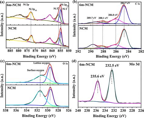 Xps Spectra Of A Ni 2p B C 1s C O 1s And D Mo 3d For 6m Ncm And Ncm Download Scientific