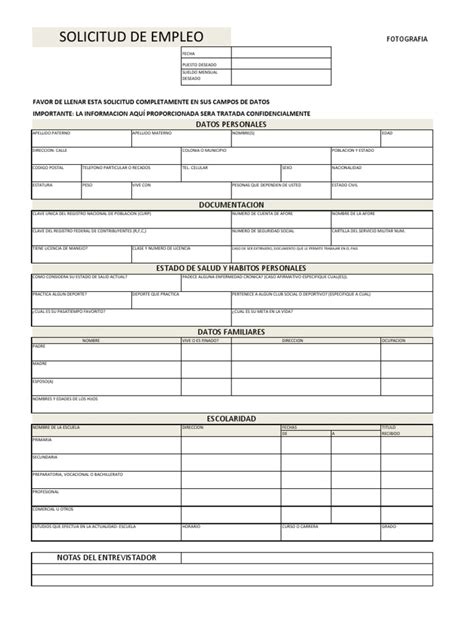 Solicitud De Empleo Para Imprimir Hoja 2 Solicitud De Empleo Empleos ...