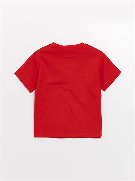 KIRMIZI Bisiklet Yaka Kısa Kollu Hot Wheels Baskılı Erkek Bebek Tişört S LF Z HBH LCW