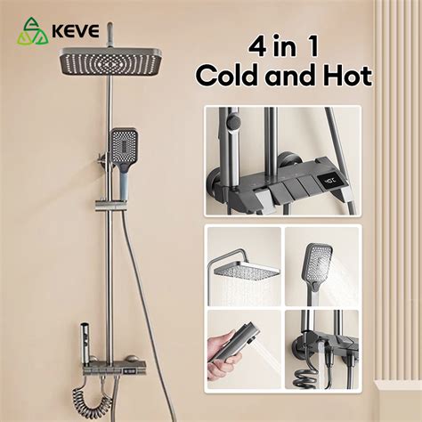 Keve High Quality In Stainless Steel Hot And Cold Shower Set For Bathroom Rainshower Set