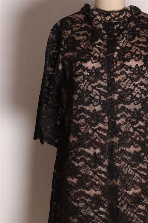 S Sheer Black Lace Overlay Nude Illusion Nude Ton Gem