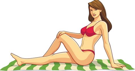 Bikini Girl Relaxing On A Beach Towel 2129043 Vector Art At Vecteezy