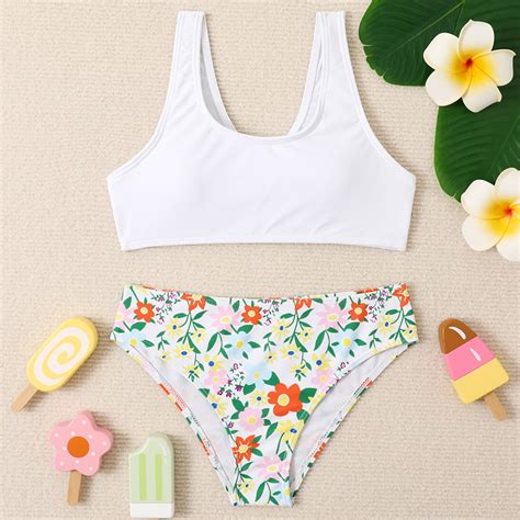 Urmagic Urmagic Big Girls Floral Sport Bra Bikini Bottoms Two Pieces Tankini Swimwear Cherry