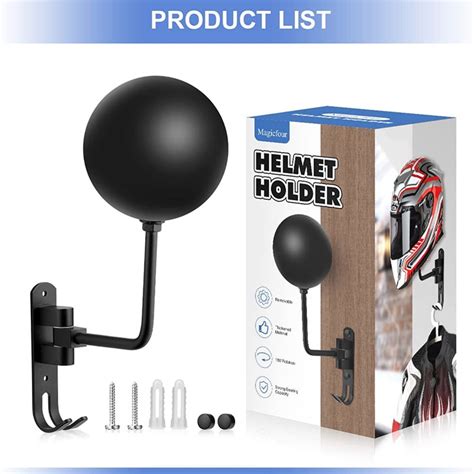 Motorcycle Helmet Rack Wall Mounted 180 Degree Rotation Helmet Hanger Display Holder With Double