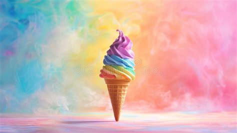 Colorful Swirls Of Ice Cream Cone On A Dreamy Multicolored Background