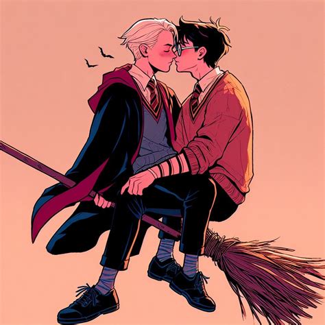 Drarry, um passeio de vassoura | Harry potter and draco malfoy fan art
