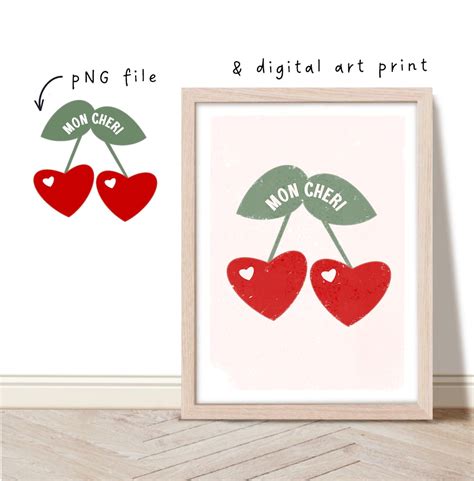 Heart Cherry Png And Valentine Wall Art Trendy Vintage Retro Cherry