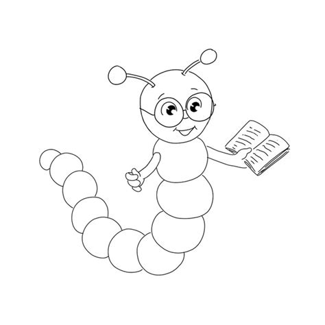 Bookworm Clipart Black And White