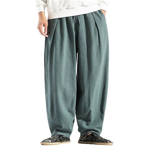 Buy Drawstring Solid Color Harem Pants Men Mid Rise Pockets Pants At