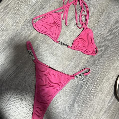 I Am Gia Hot Pink Bikini Set Button Size M And Top S Depop