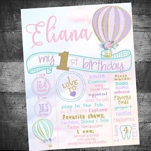 Hot Air Balloon Birthday Sign Hot Air Balloon Milestone Sign Shabby Chic Birthday Board Sign