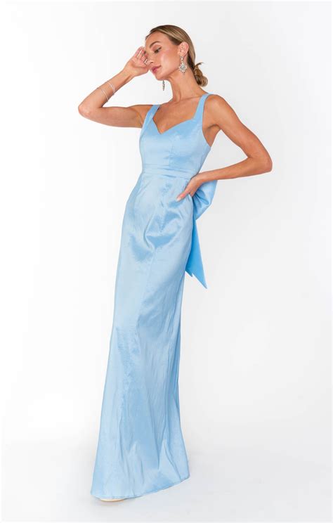 Charlotte Bow Dress ~ Light Blue Taffeta | Light blue bridesmaid ...