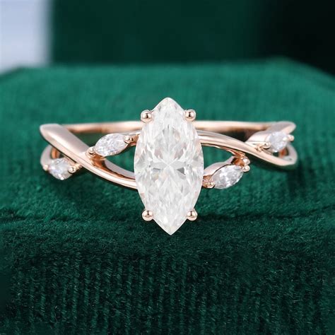1ct Marquise Cut Moissanite Split Shank Engagement Ring Mollyjewelryus