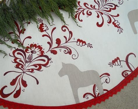 Swedish Christmas Tree Skirt Swedish Horse Swedish Dala Horse Fabric ...