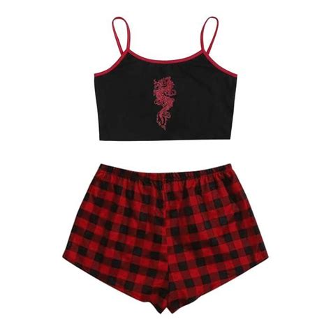 Ensemble Caraco Et Shorty Mode Sexy De Nuit Lingerie Tentation Chemise De Nuit Rouge Rouge