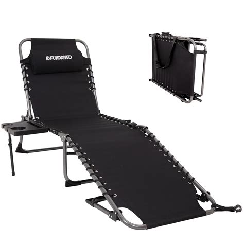 Fundango Outdoor Folding Chaise Lounge Chair With Side Table Broadout