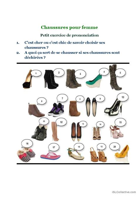 Chaussures Pour Femmes Pratique Du V Fran Ais Fle Fiches Pedagogiques