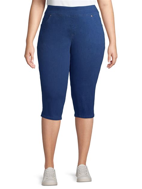 Terra Sky Plus Size Stretch Pull On Denim Capris Walmart