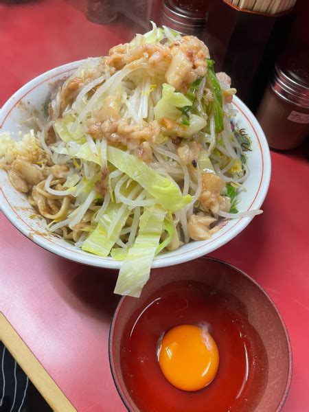 『大汁なし 豚5枚入 生卵』ラーメン二郎 環七一之江店のレビュー ラーメンデータベース