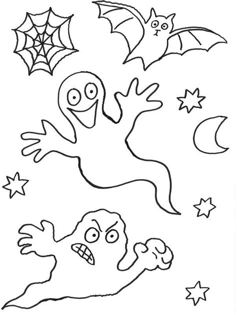 Coloriage à imprimer Fantômes et chauve souris d Halloween