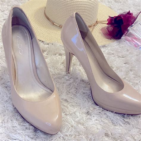 Aldo Shoes Aldo Closed Toe Patent Nude Shiny Platform Pumps Poshmark