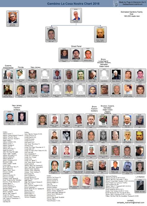 Mafia Family Leadership Charts | About The Mafia