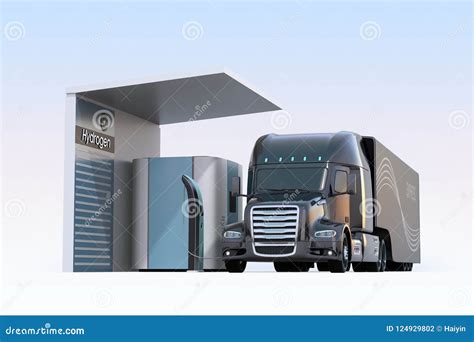 Fuel Cell Powered Truck Filling Gas In Fuel Cell Hydrogen Station