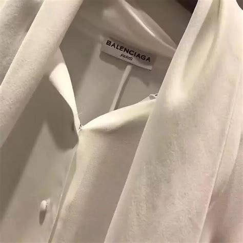 Balenciaga Pussy Bow Ruffle Sleeve Silk Blouse EvaChic
