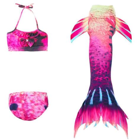 MAILLOT DE BAIN Fille Bikini Ensemble trois pièces Maillot de bain sirène enfant rose DH
