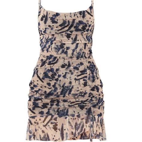 PLT Nude Mesh Tie Dye Print Bodycon Dress SIZE Depop