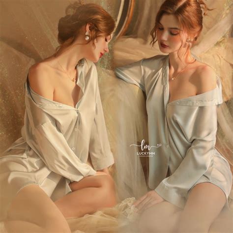 Jual Sexy Lingerie Kemeja Oversize Baju Tidur Sexy Lingerie Wanita Baju Tidur Lingerie Satin